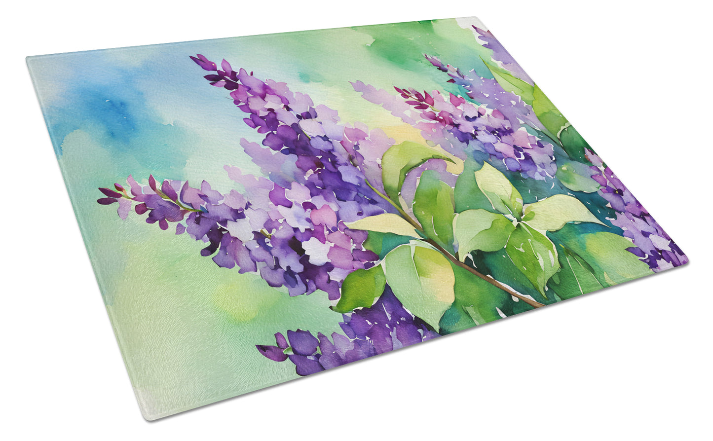 Buy this New Hampshire Purple Lilac in Watercolor Glass Cutting Board