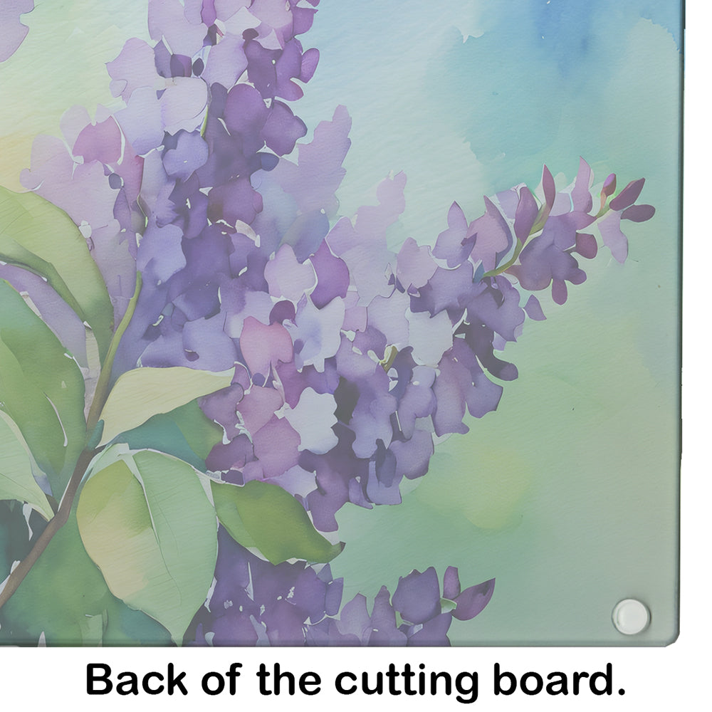 New Hampshire Purple Lilac in Watercolor Glass Cutting Board