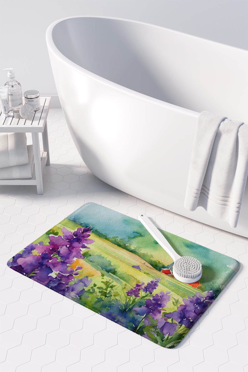 New Jersey Violet in Watercolor Memory Foam Kitchen Mat