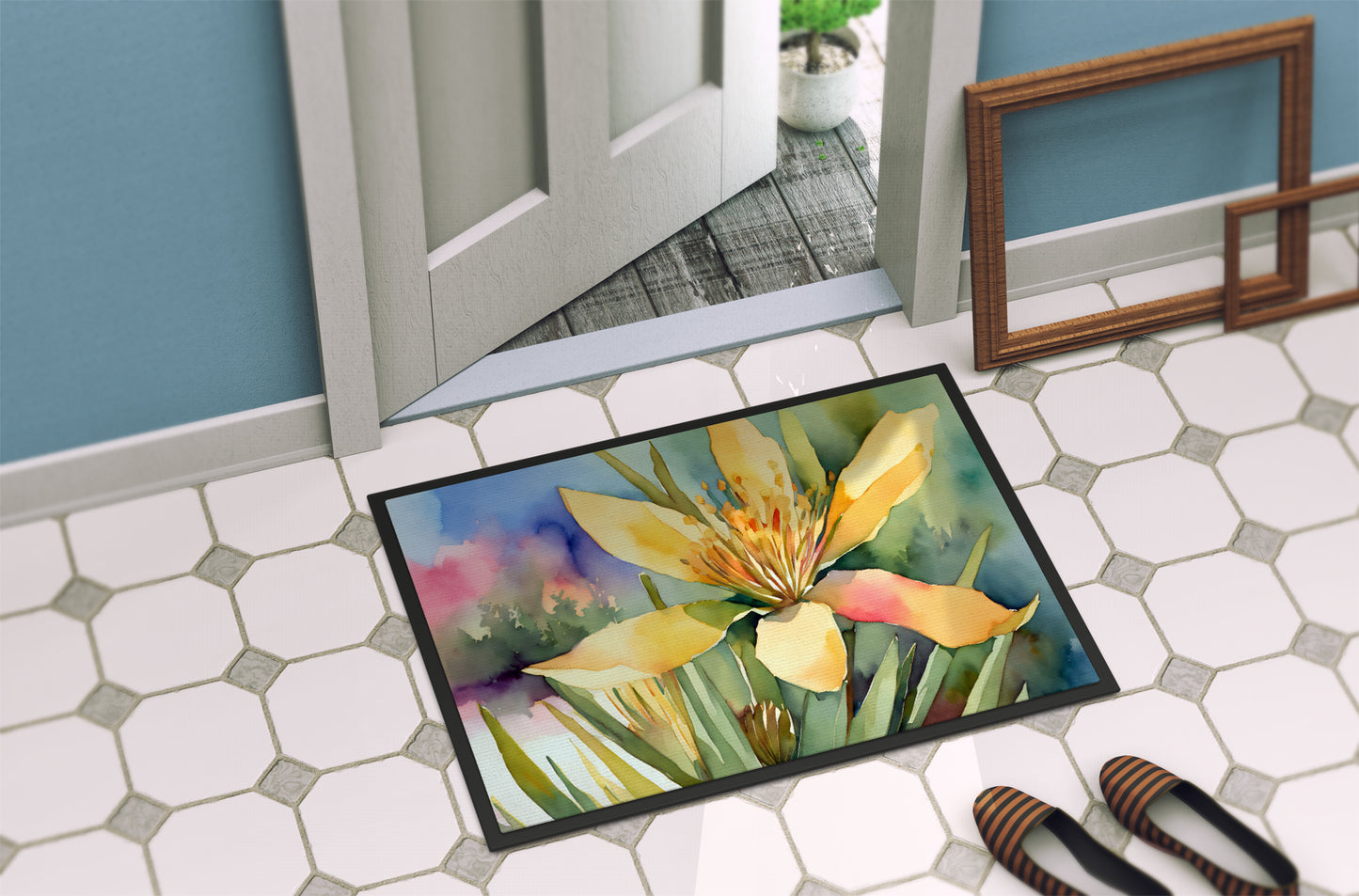 New Mexico Yucca Flower in Watercolor Doormat