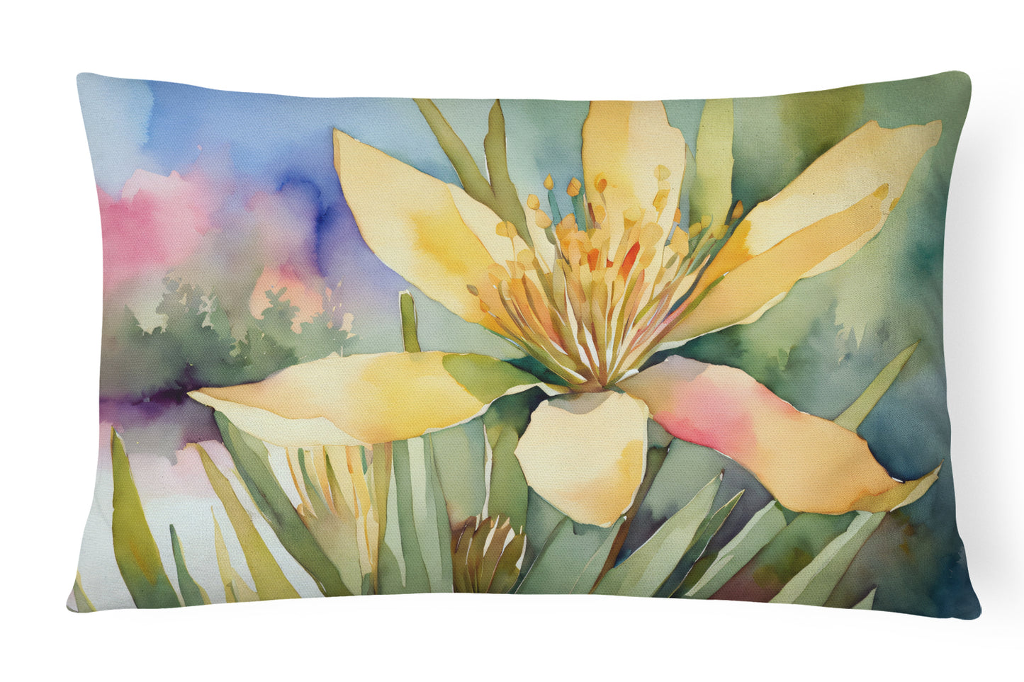 Buy this New Mexico Yucca Flower in Watercolor Throw Pillow