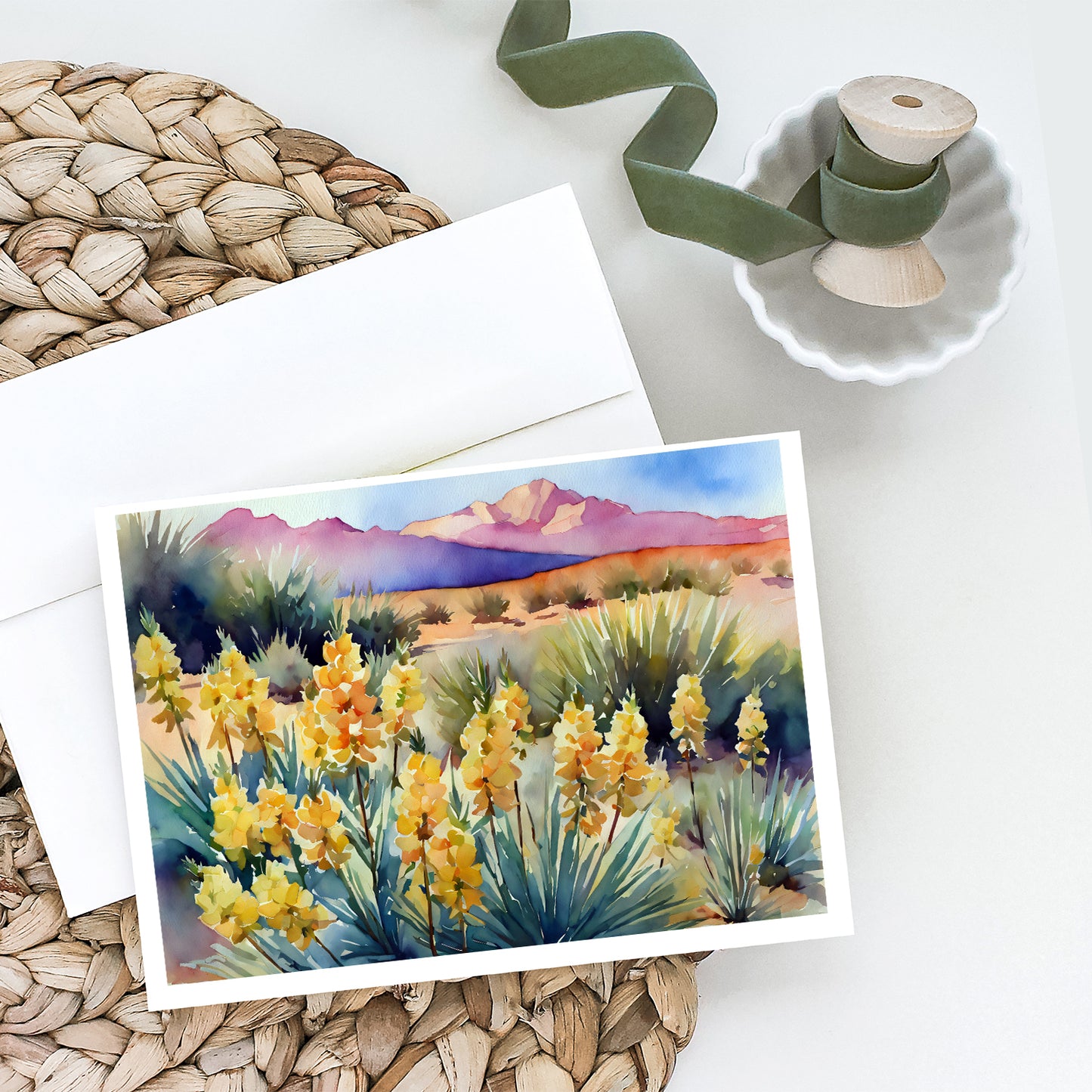 New Mexico Yucca Flower in Watercolor Greeting Cards Pack of 8