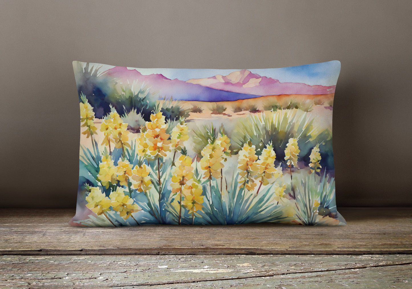 New Mexico Yucca Flower in Watercolor Throw Pillow