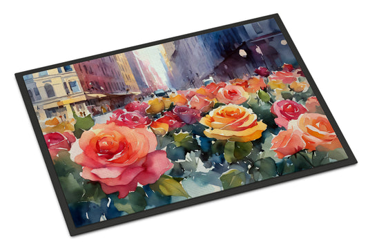 Buy this New York Roses in Watercolor Doormat