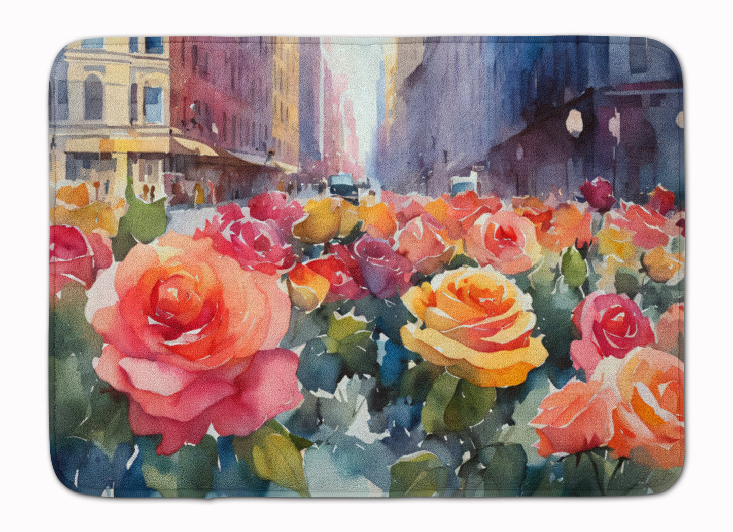 Buy this New York Roses in Watercolor Memory Foam Kitchen Mat