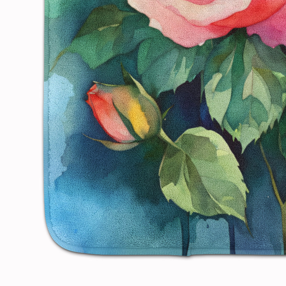 New York Roses in Watercolor Memory Foam Kitchen Mat