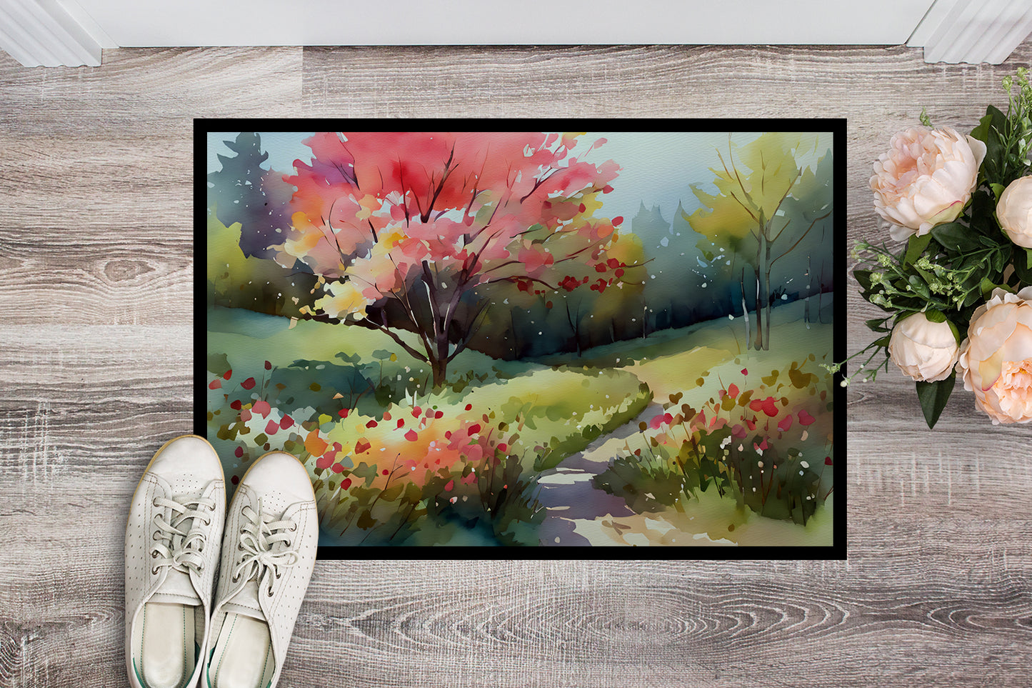 North Carolina Dogwoods in Watercolor Doormat