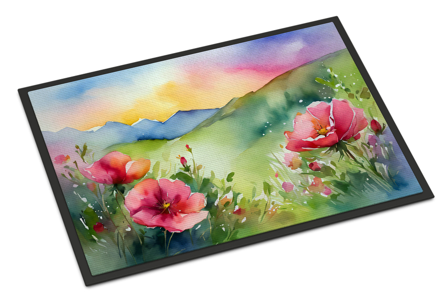 Buy this North Dakota Wild Prairie Roses in Watercolor Doormat