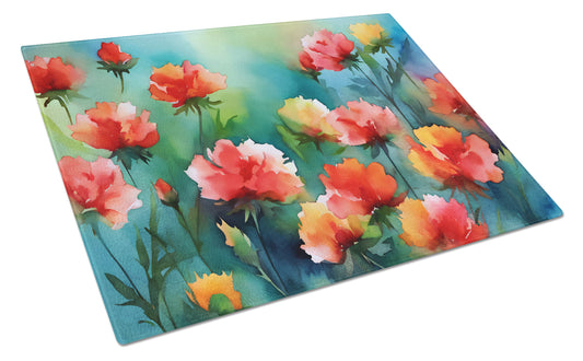 Buy this Ohio Scarlet Carnations in Watercolor Glass Cutting Board