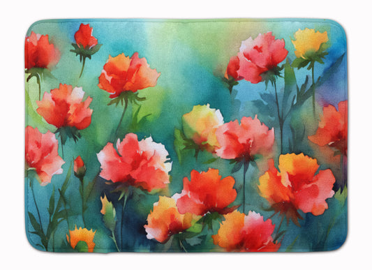 Buy this Ohio Scarlet Carnations in Watercolor Memory Foam Kitchen Mat