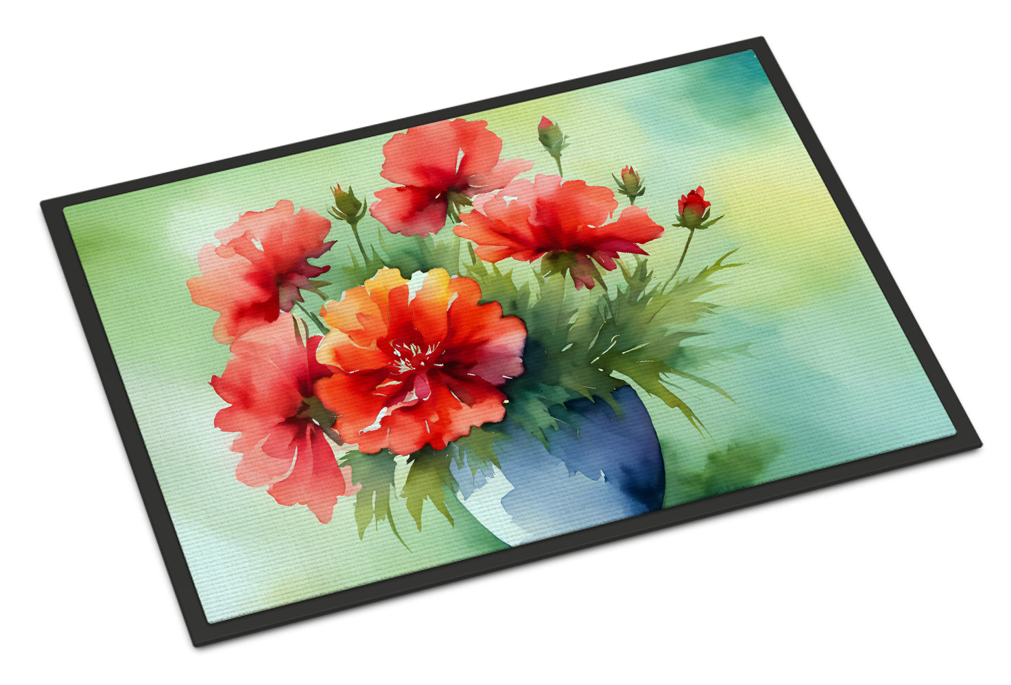 Buy this Ohio Scarlet Carnations in Watercolor Doormat