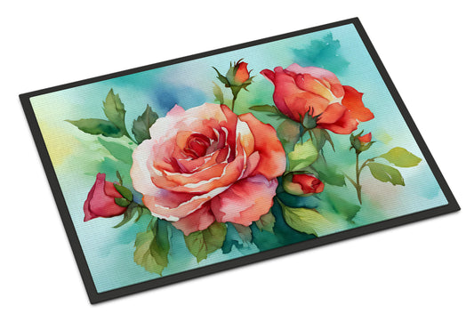 Buy this Oklahoma Roses in Watercolor Doormat