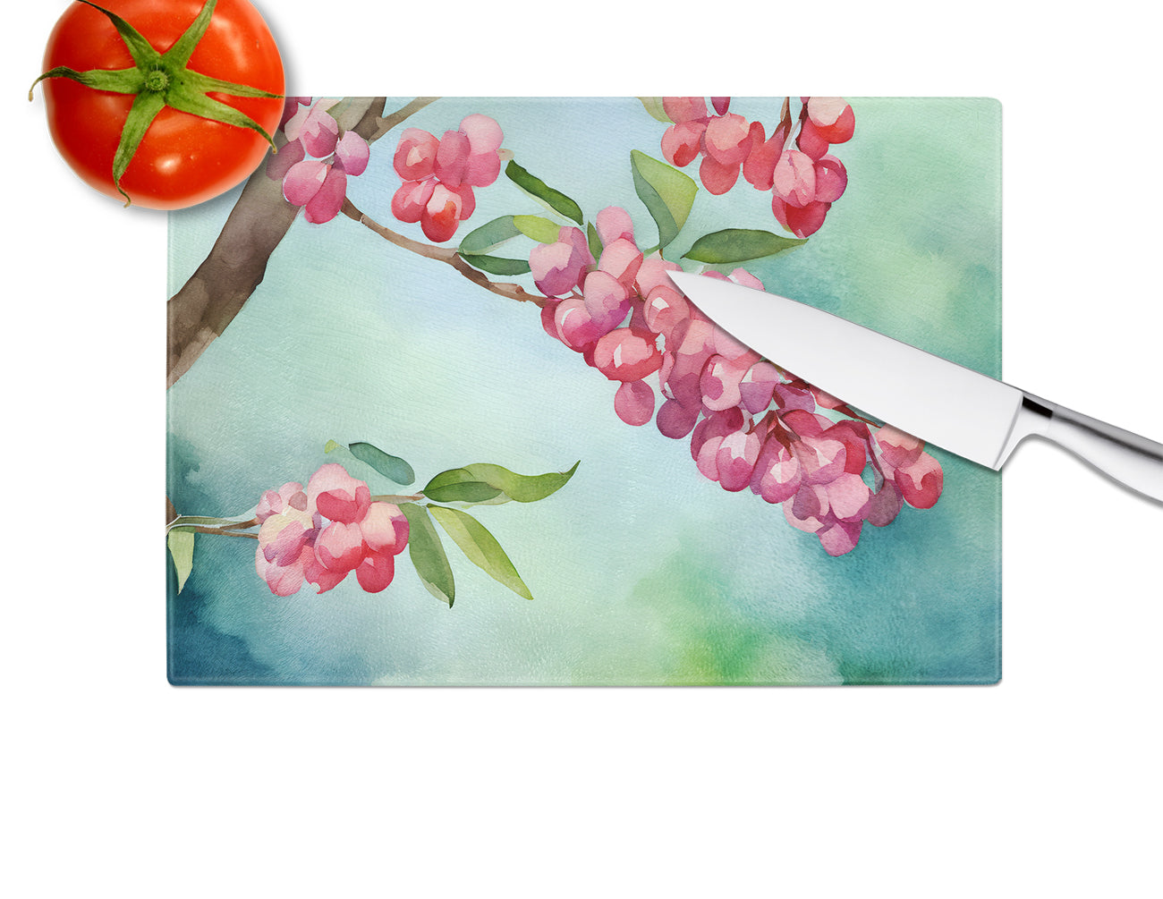 Pennsylvania Mountain Laurels in Watercolor Glass Cutting Board