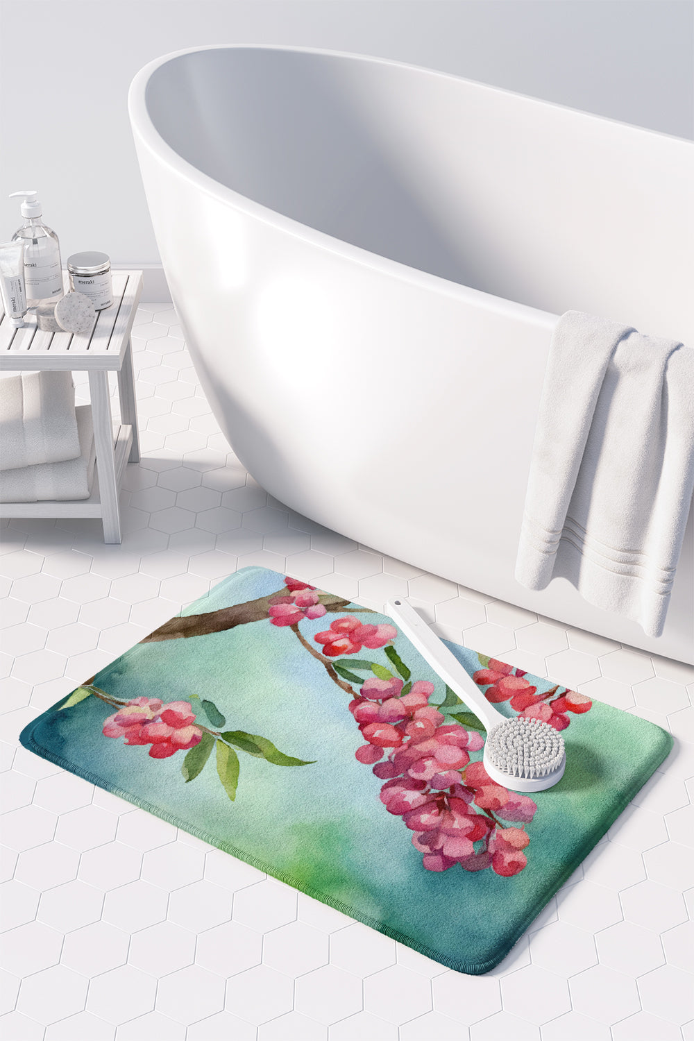 Pennsylvania Mountain Laurels in Watercolor Memory Foam Kitchen Mat