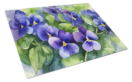 Buy this Rhode Island Violets in Watercolor Glass Cutting Board