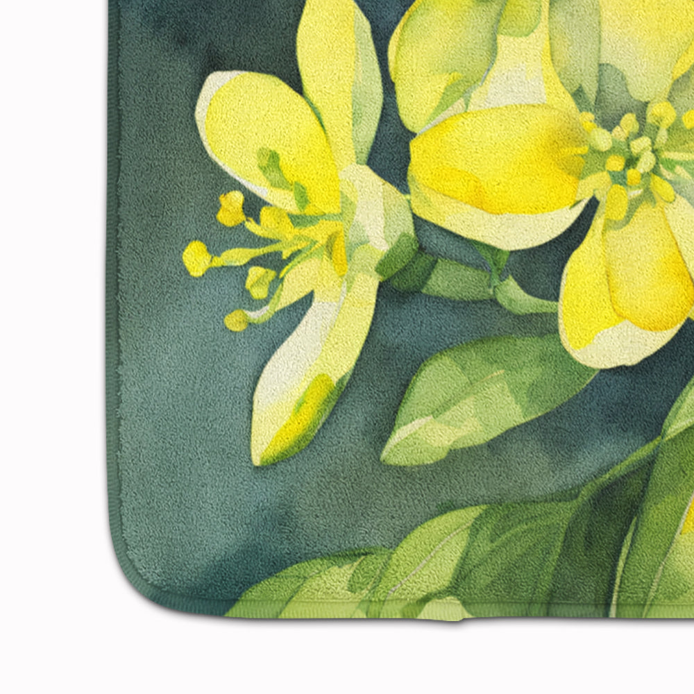 South Carolina Yellow Jessamine in Watercolor Memory Foam Kitchen Mat