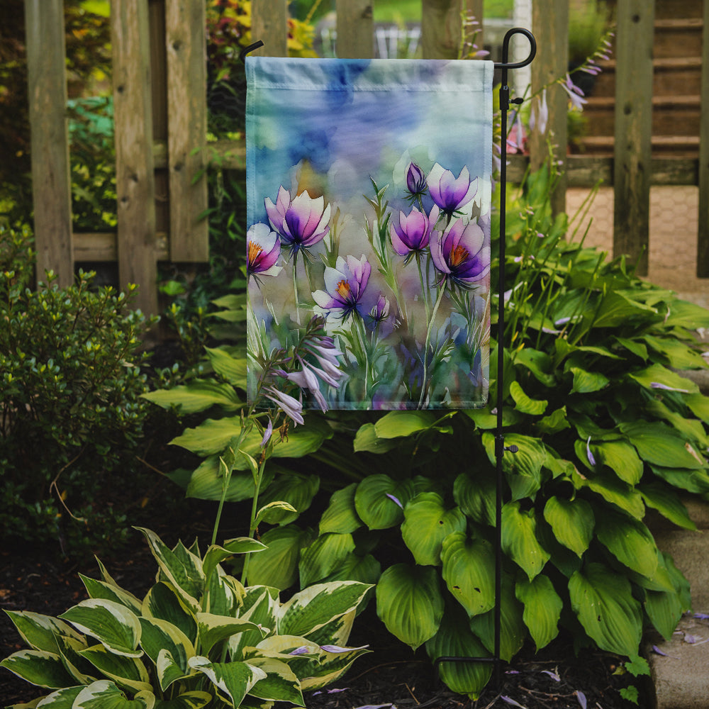 South Dakota Pasque Flowers in Watercolor Garden Flag