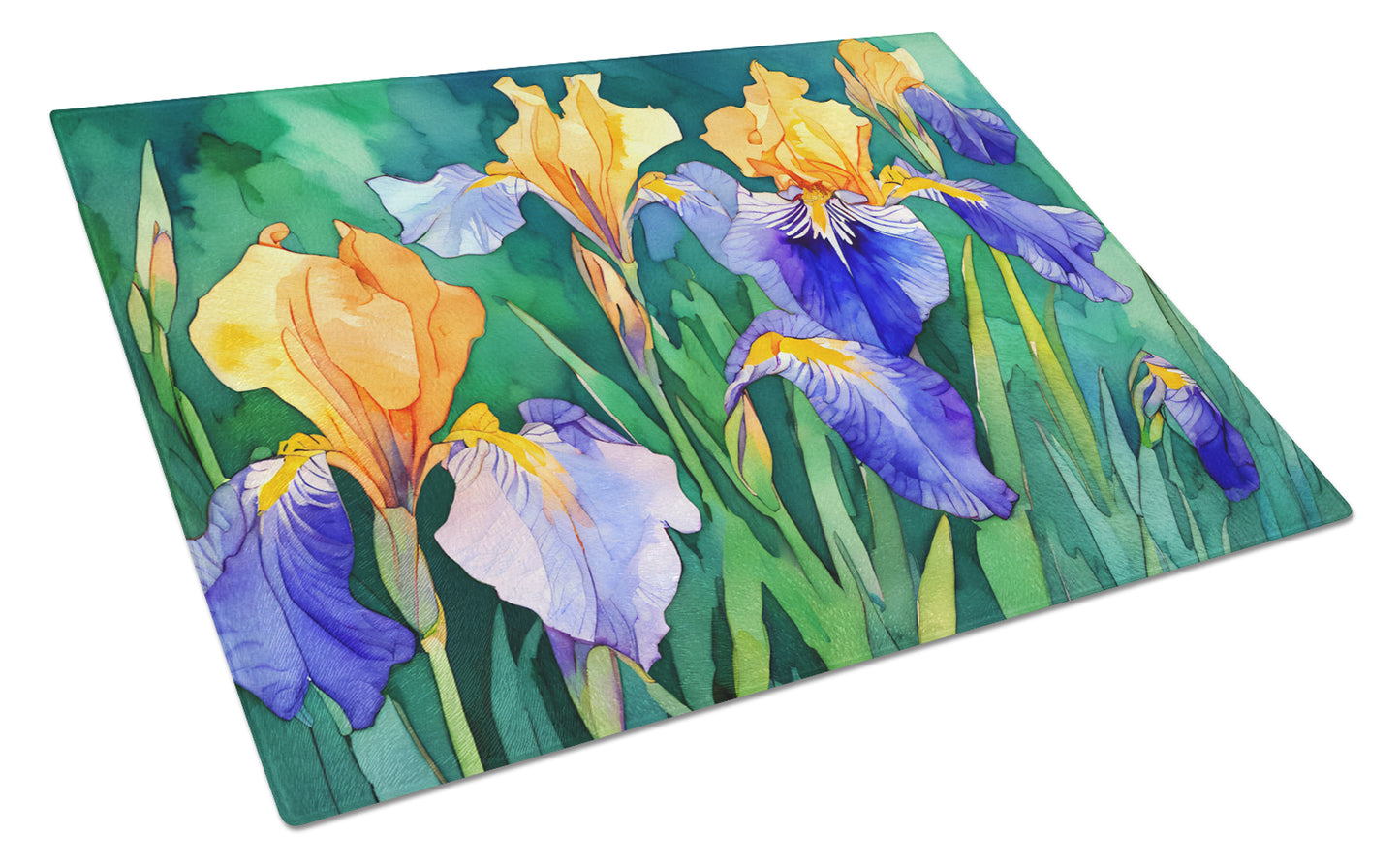 Buy this Tennessee Iris in Watercolor Glass Cutting Board