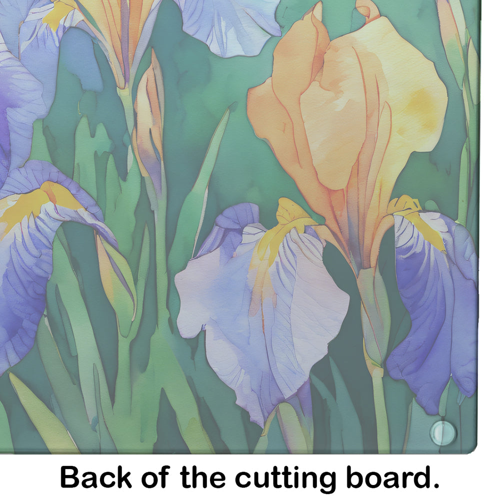 Tennessee Iris in Watercolor Glass Cutting Board