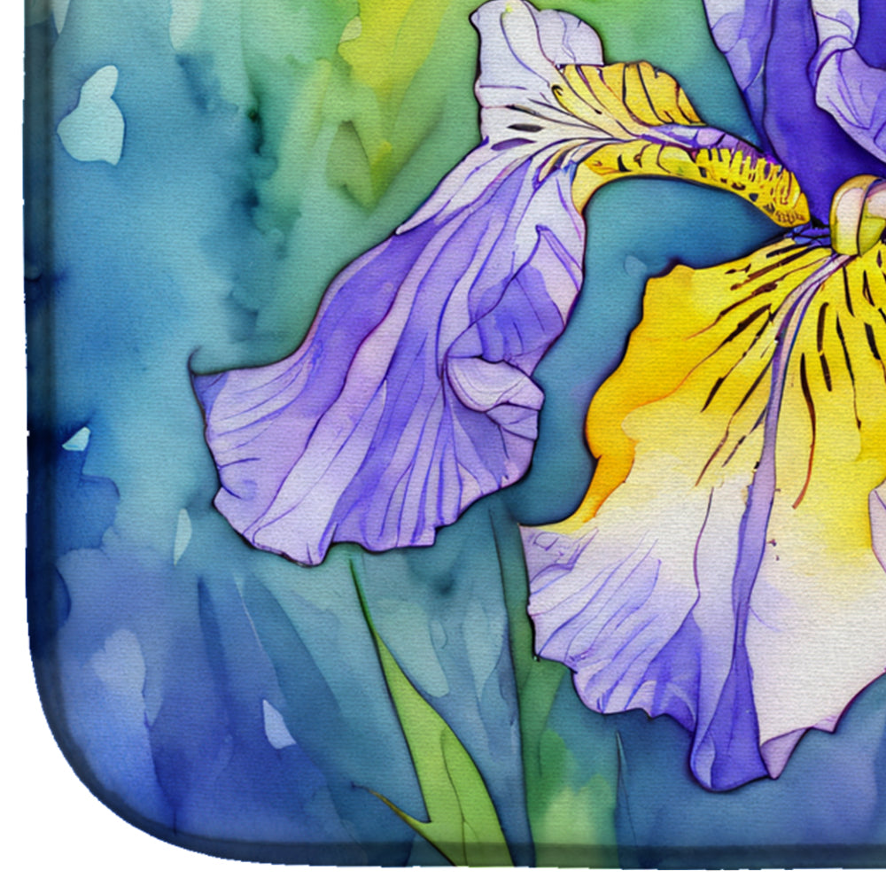 Tennessee Iris in Watercolor Dish Drying Mat