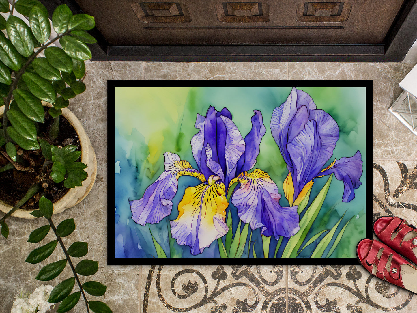 Tennessee Iris in Watercolor Doormat