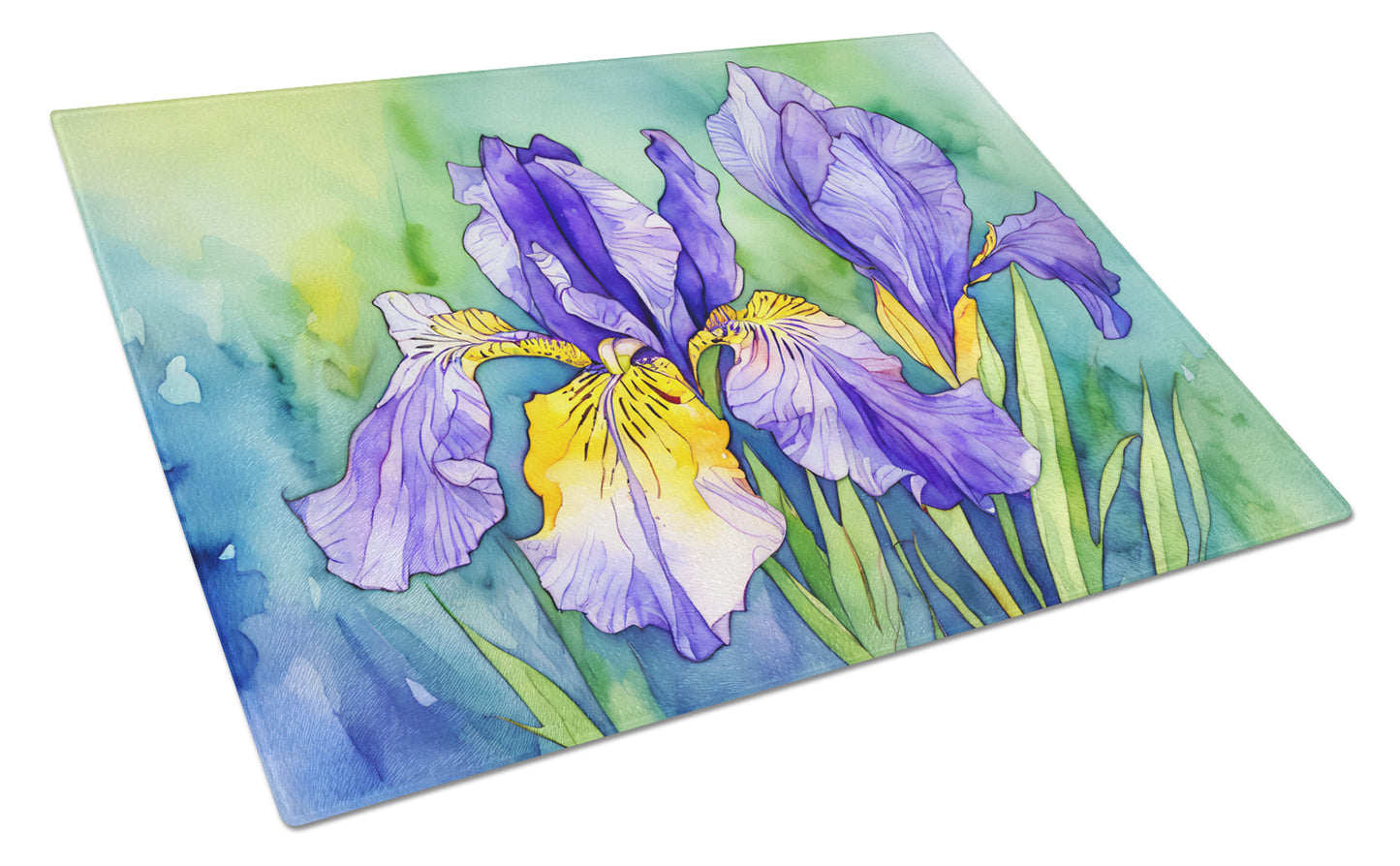 Buy this Tennessee Iris in Watercolor Glass Cutting Board