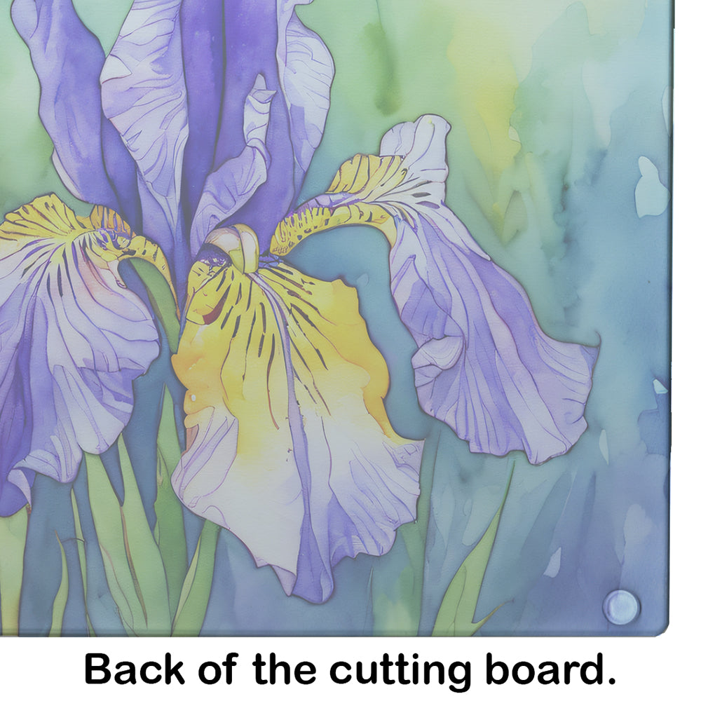 Tennessee Iris in Watercolor Glass Cutting Board