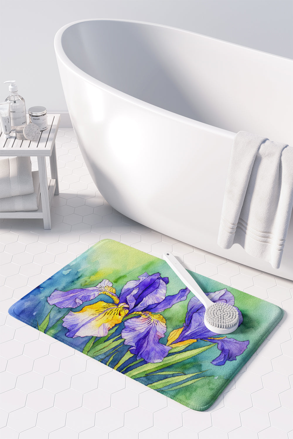 Tennessee Iris in Watercolor Memory Foam Kitchen Mat