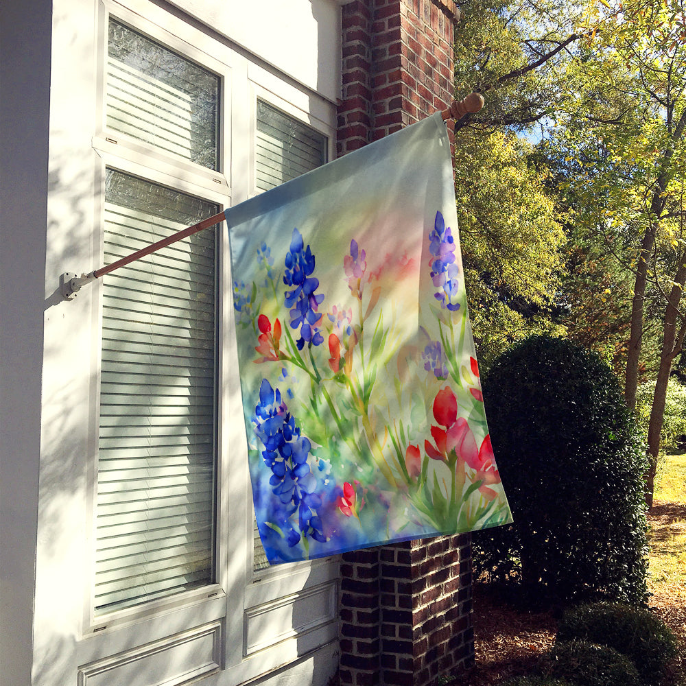 Texas Bluebonnets in Watercolor House Flag