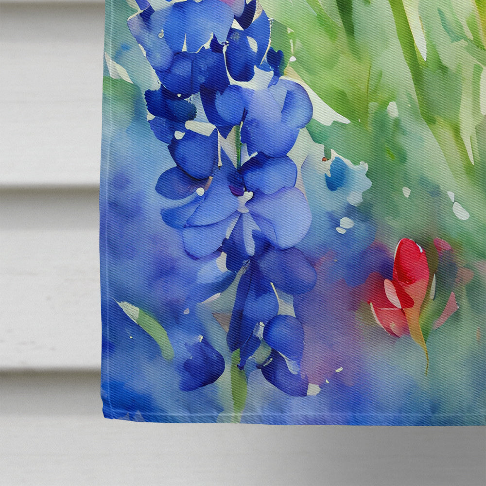 Texas Bluebonnets in Watercolor House Flag