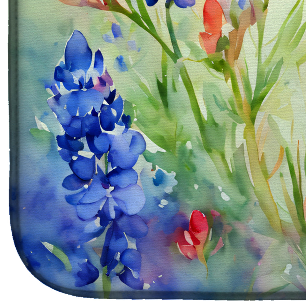 Texas Bluebonnets in Watercolor Dish Drying Mat