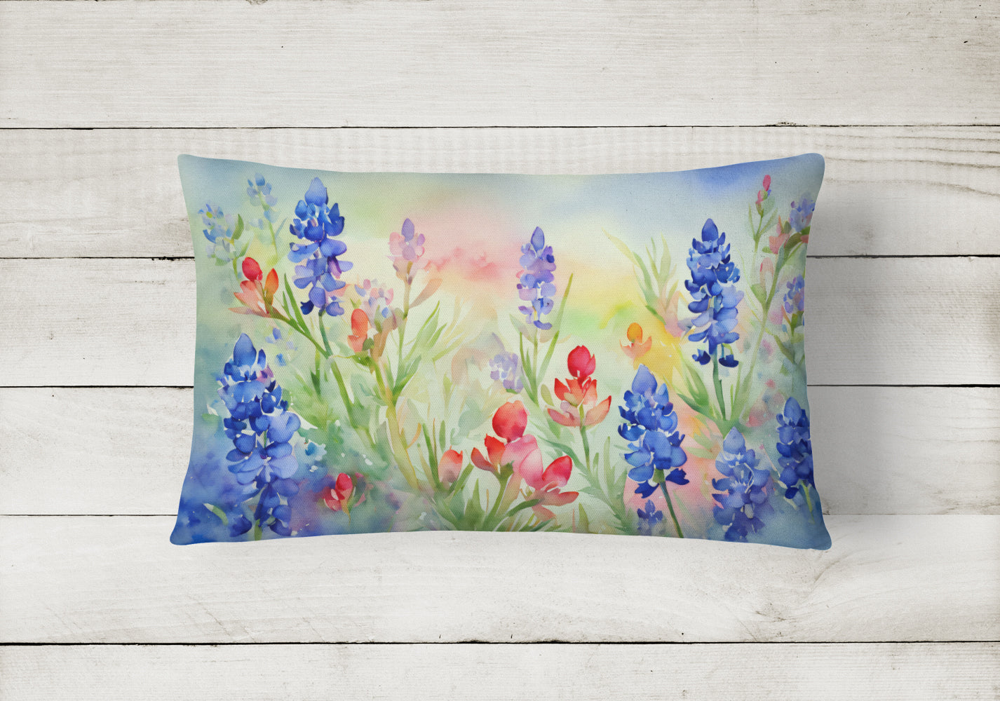 Texas Bluebonnets in Watercolor Throw Pillow