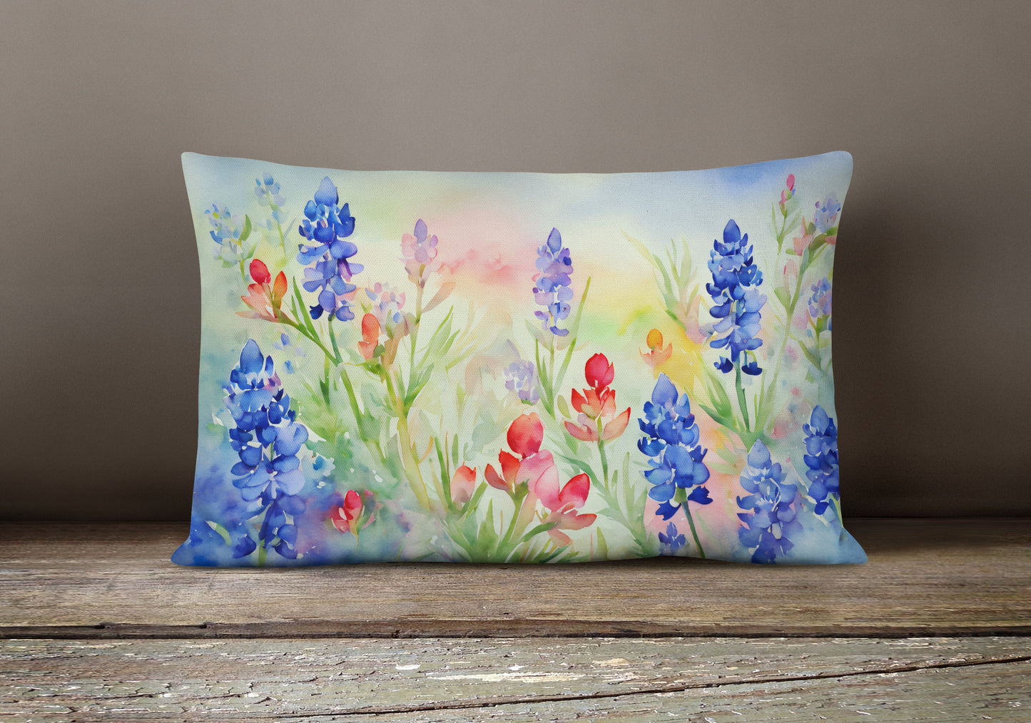 Texas Bluebonnets in Watercolor Throw Pillow