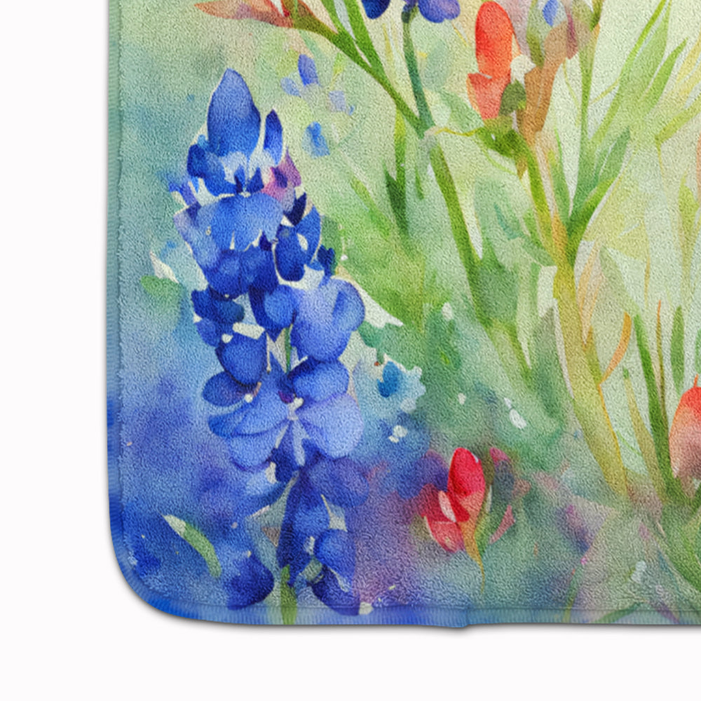 Texas Bluebonnets in Watercolor Memory Foam Kitchen Mat