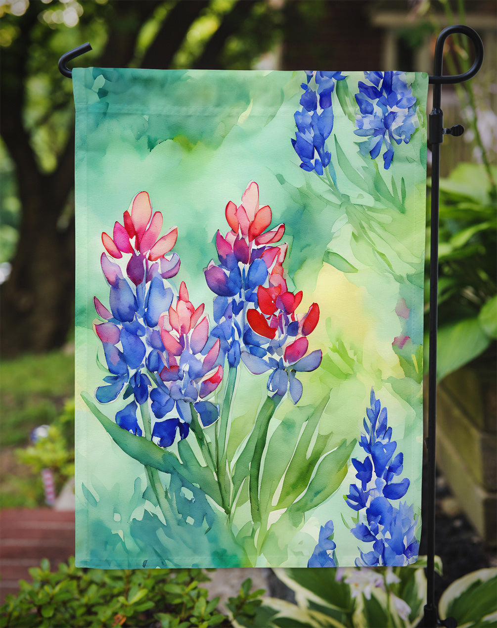 Texas Bluebonnets in Watercolor Garden Flag