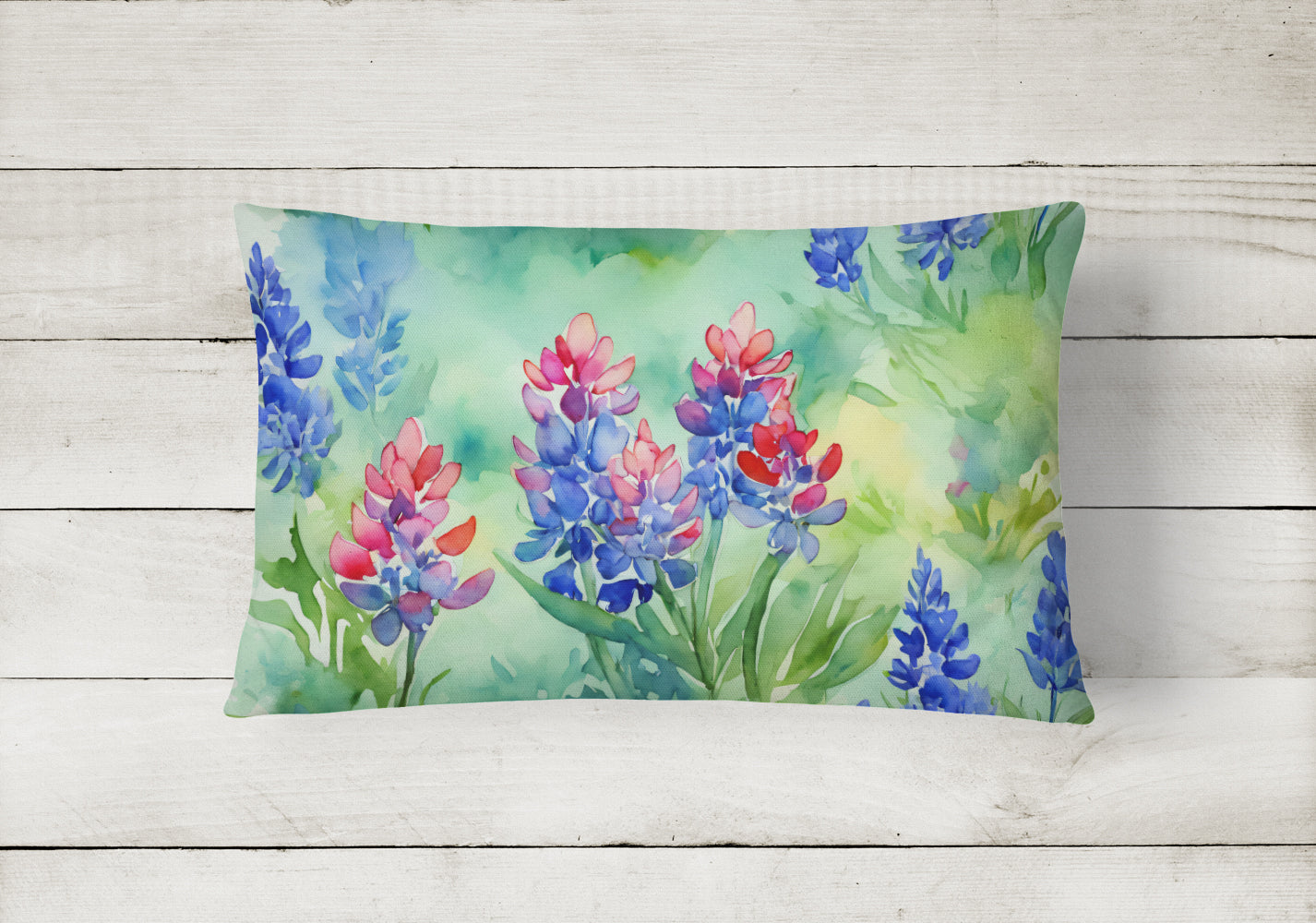 Texas Bluebonnets in Watercolor Throw Pillow