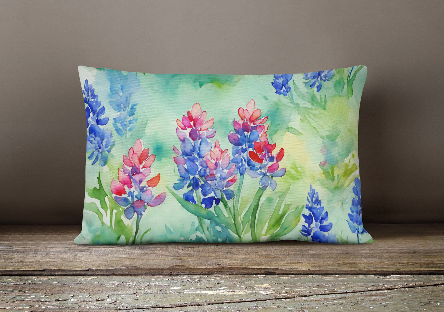 Texas Bluebonnets in Watercolor Throw Pillow