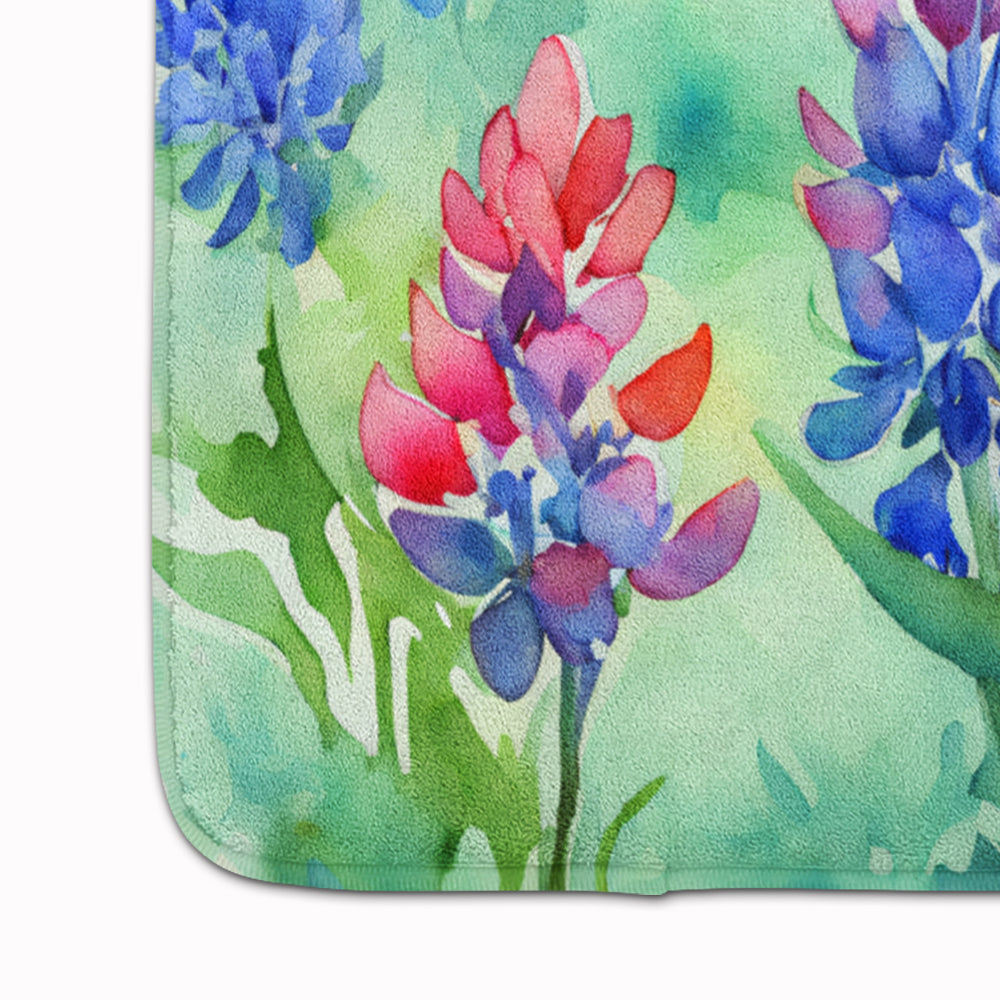 Texas Bluebonnets in Watercolor Memory Foam Kitchen Mat