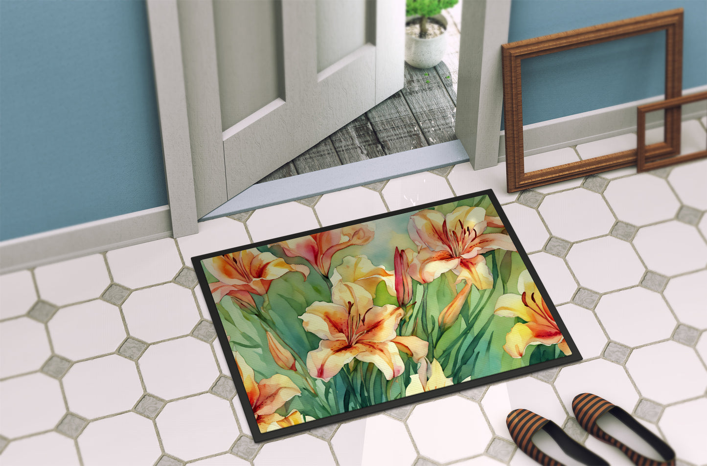 Utah Sego Lilies in Watercolor Doormat