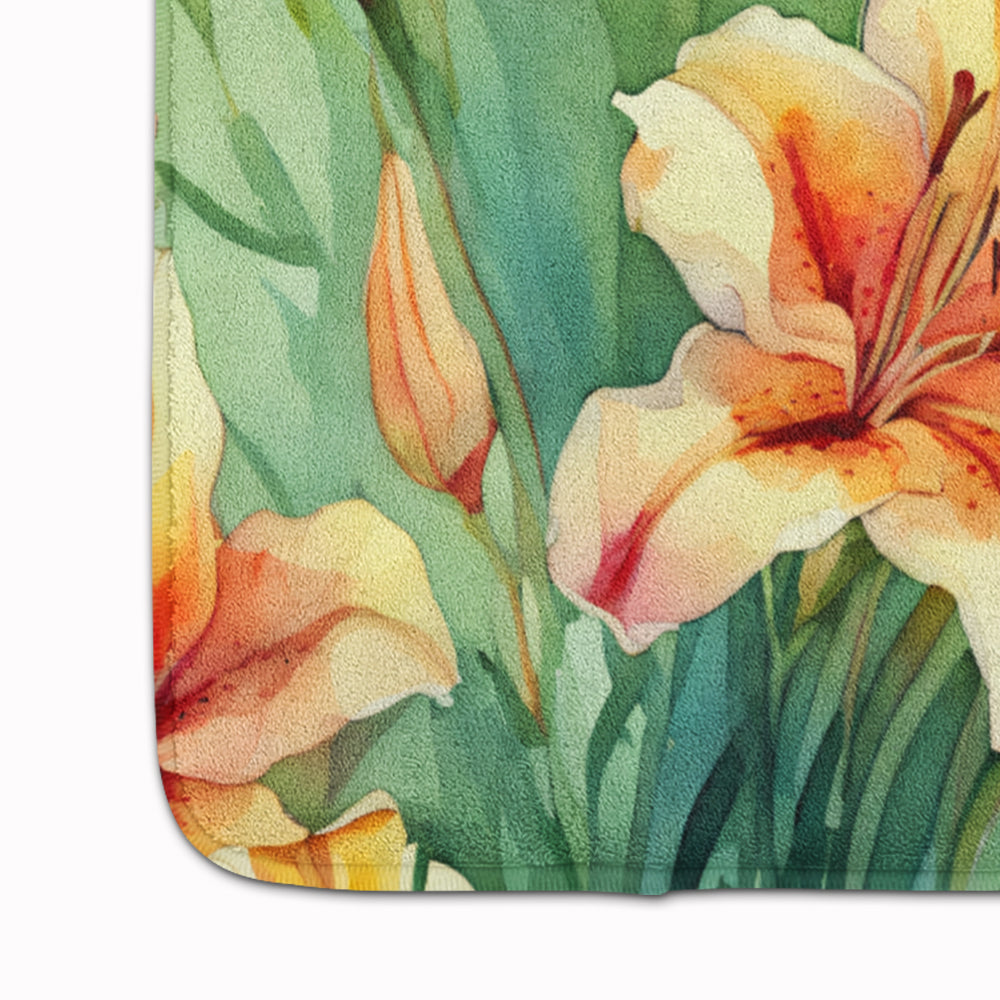 Utah Sego Lilies in Watercolor Memory Foam Kitchen Mat