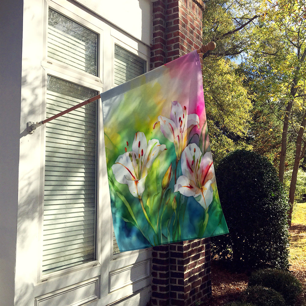 Utah Sego Lilies in Watercolor House Flag