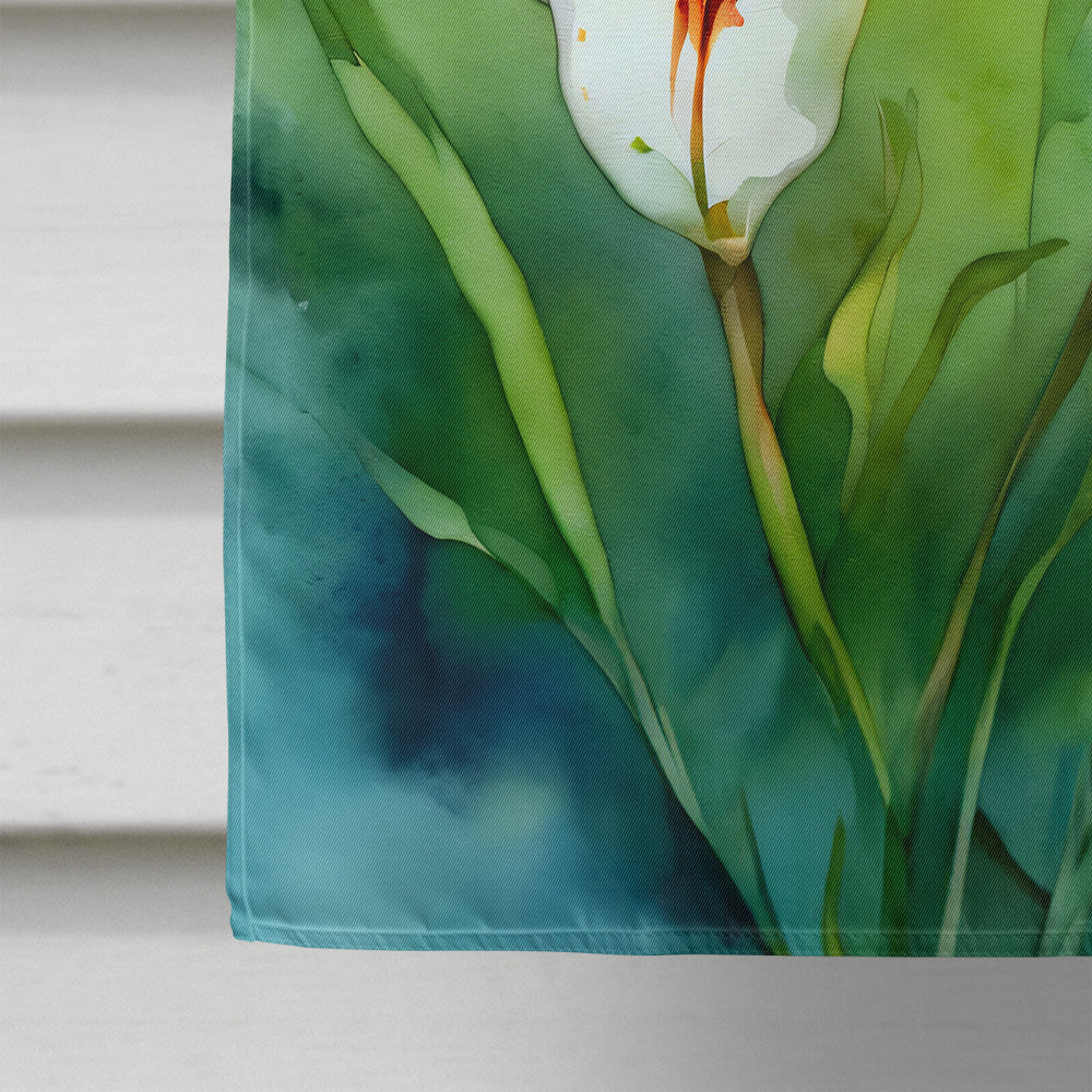 Utah Sego Lilies in Watercolor House Flag