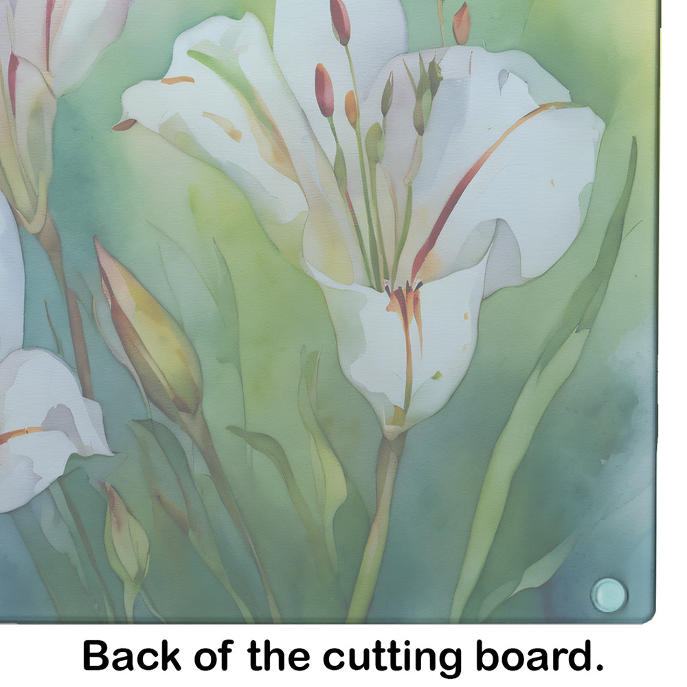 Utah Sego Lilies in Watercolor Glass Cutting Board