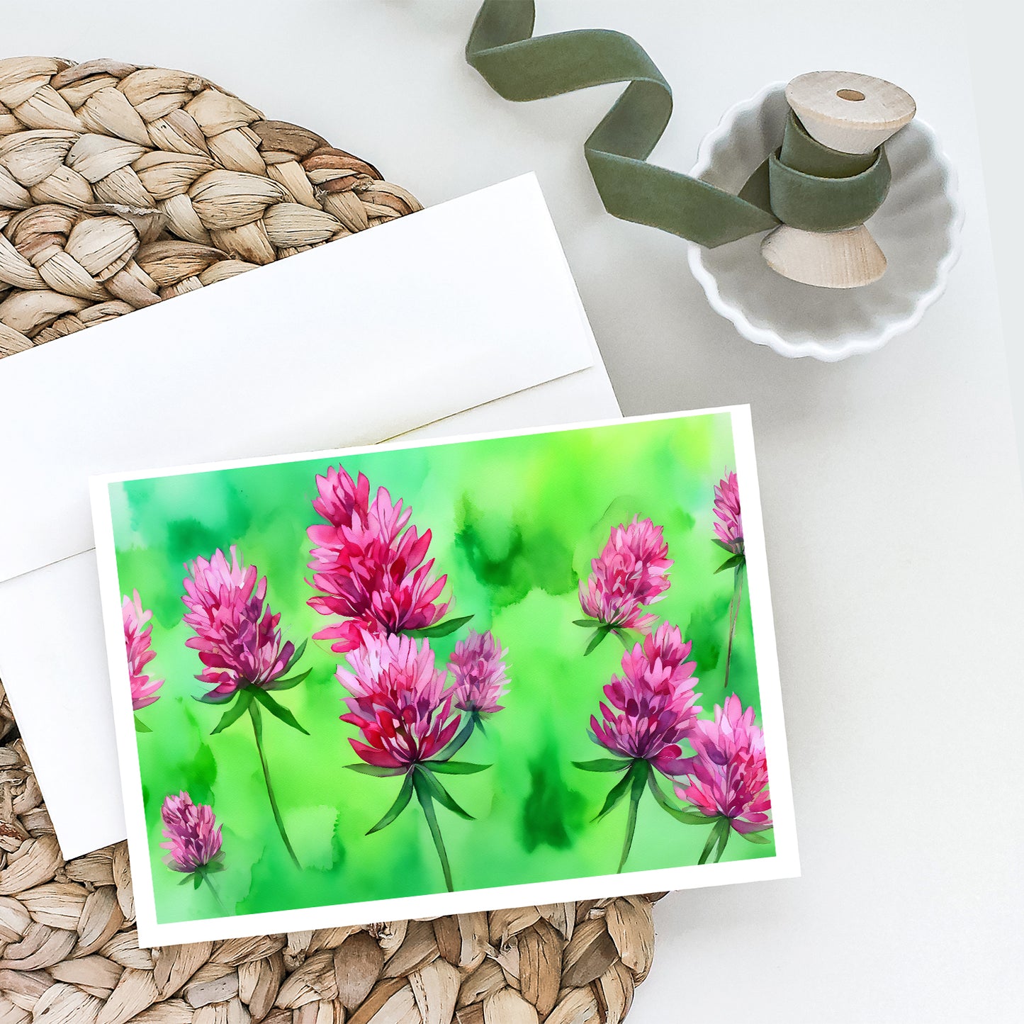 Vermont Red Clover in Watercolor Greeting Cards Pack of 8