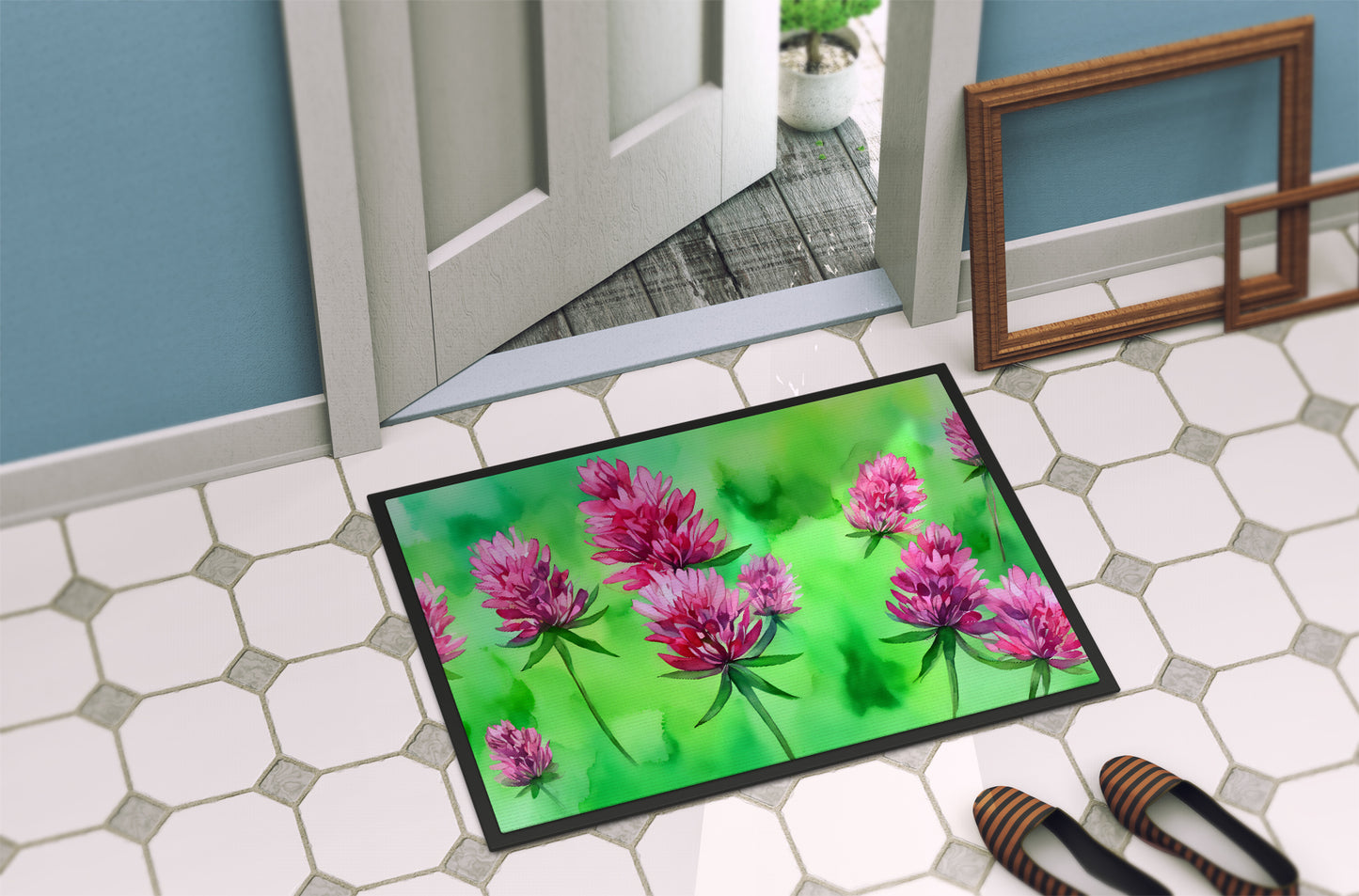 Vermont Red Clover in Watercolor Doormat