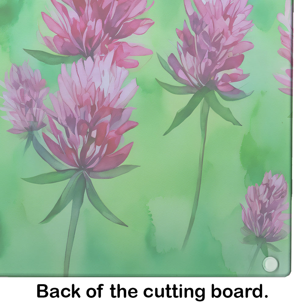 Vermont Red Clover in Watercolor Glass Cutting Board