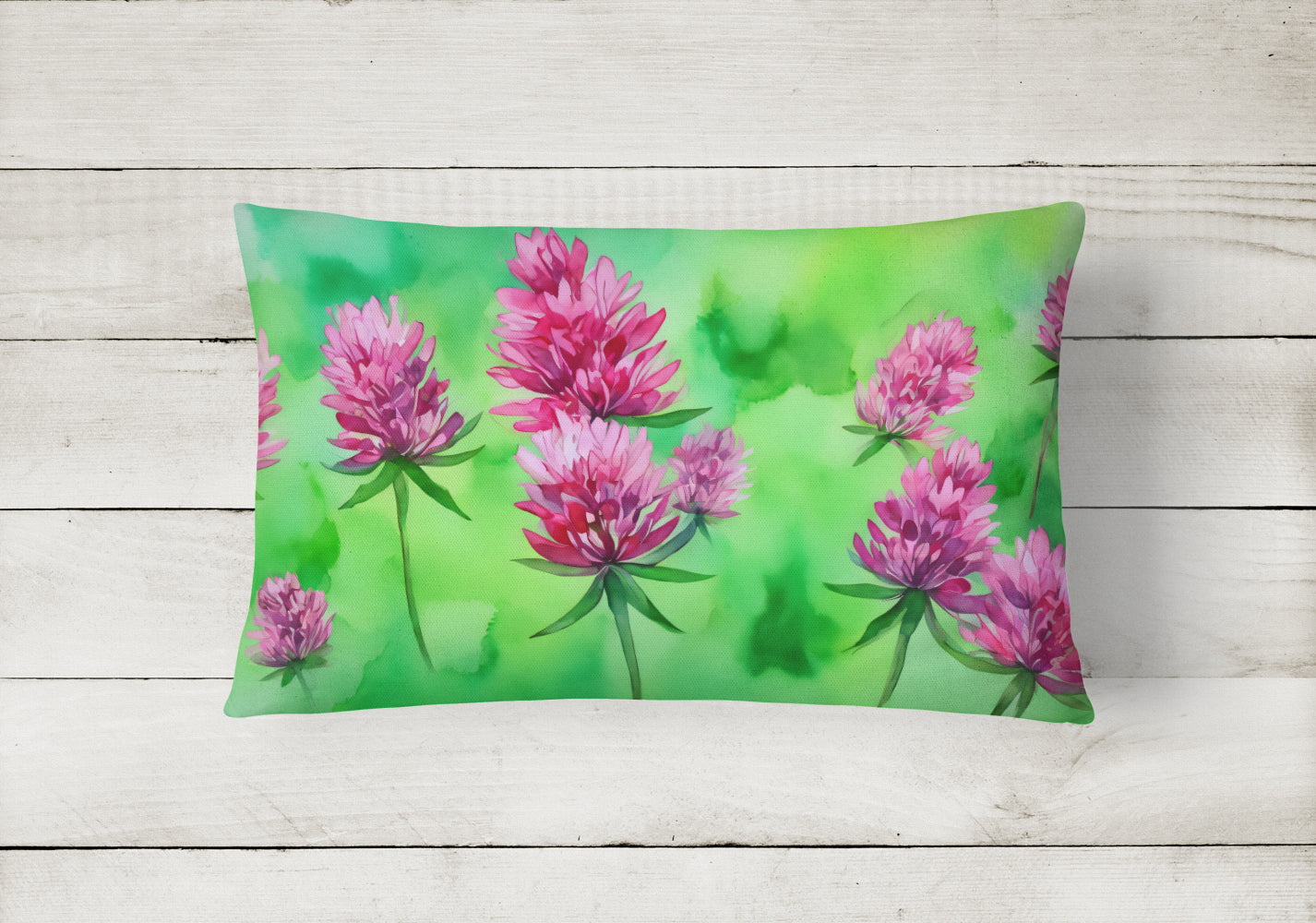 Vermont Red Clover in Watercolor Throw Pillow