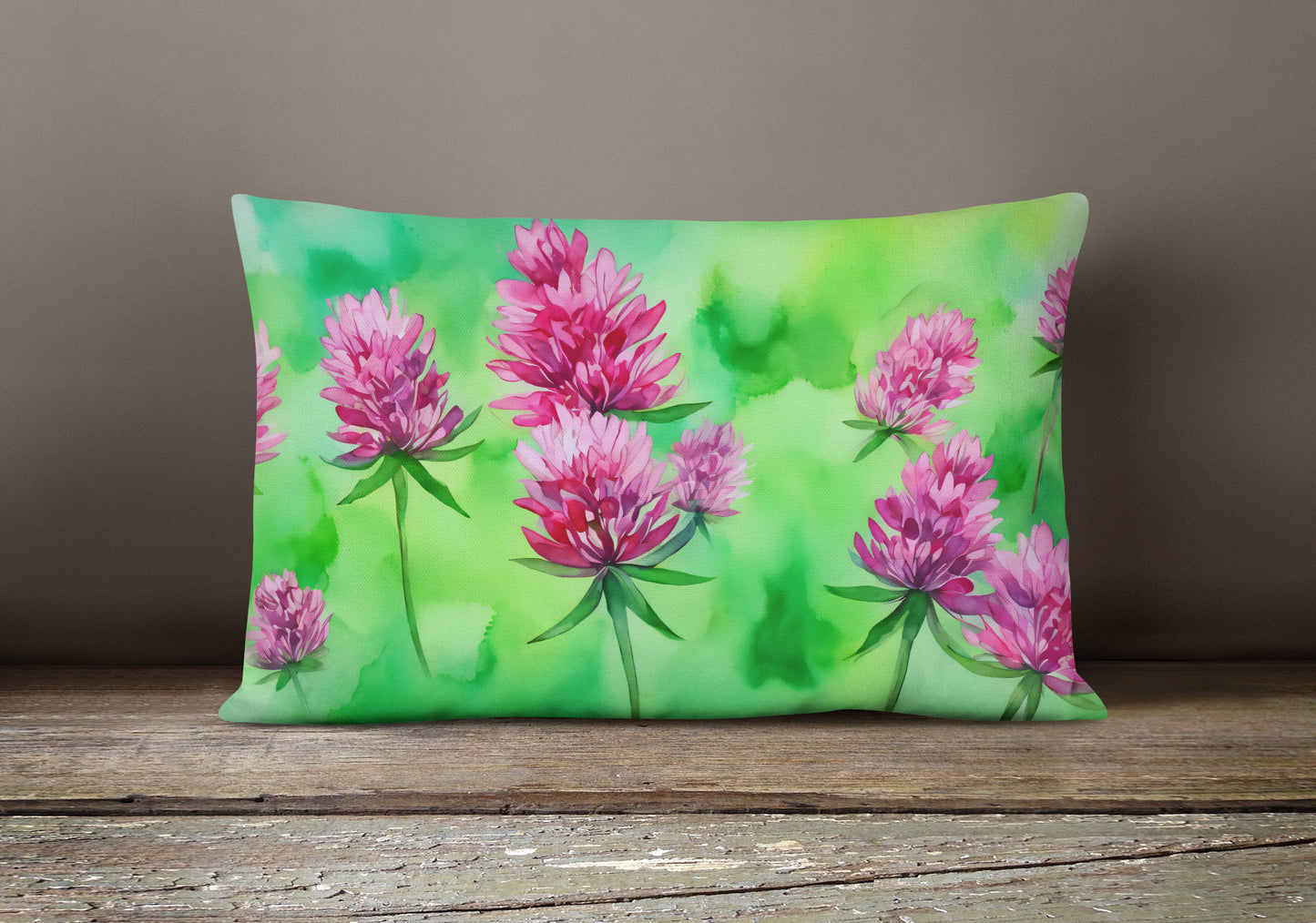 Vermont Red Clover in Watercolor Throw Pillow