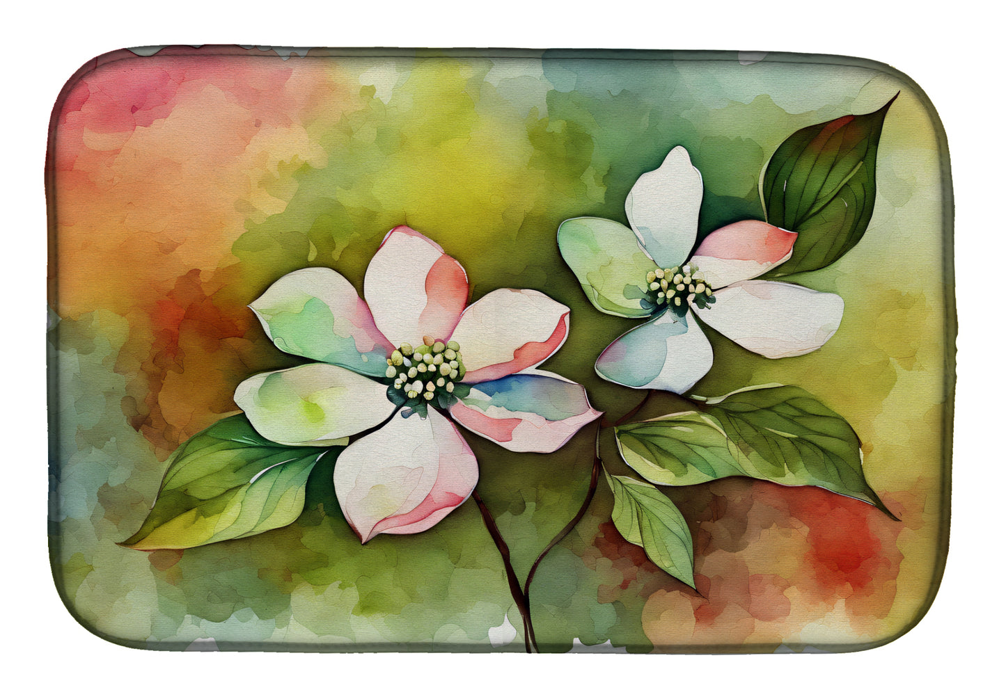 Buy this Virginia American Dogwood in Watercolor Dish Drying Mat