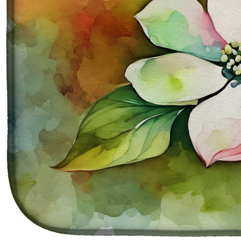 Virginia American Dogwood in Watercolor Dish Drying Mat